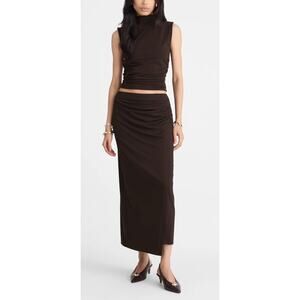 Madewell |  NWT Ruched Maxi Skirt Molasses Brown | Sz M